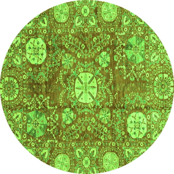 Ahgly Company Indoor Round Abstract Green Modern Area Rugs, 3' Round