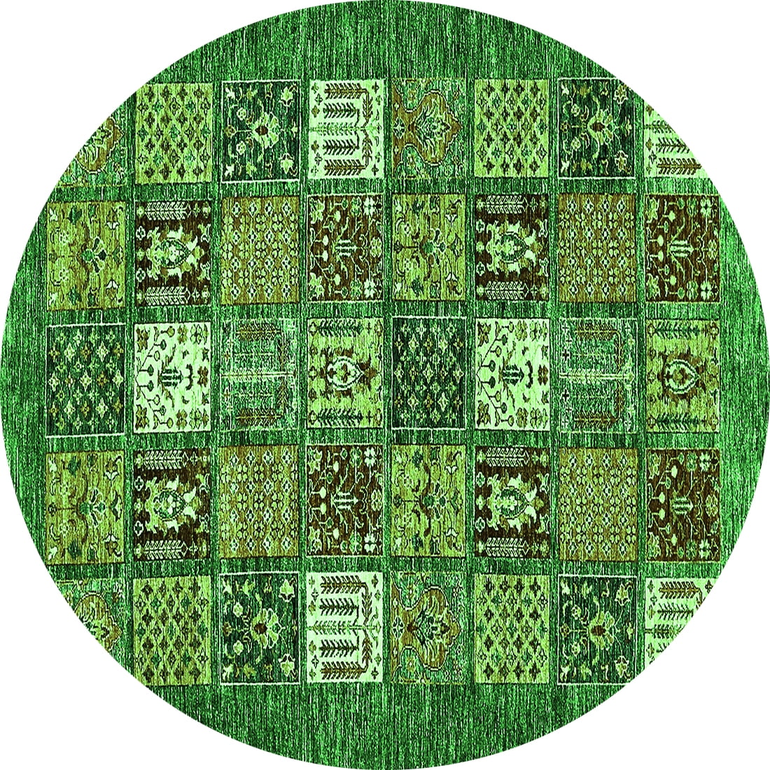 Ahgly Company Indoor Round Abstract Green Modern Area Rugs, 4' Round