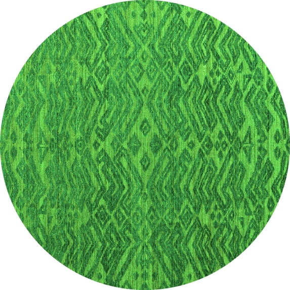 Ahgly Company Indoor Round Abstract Green Modern Area Rugs, 5' Round
