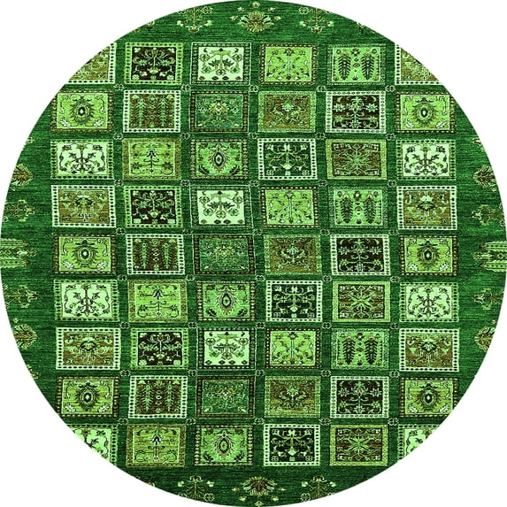 Ahgly Company Indoor Round Abstract Green Modern Area Rugs, 6' Round