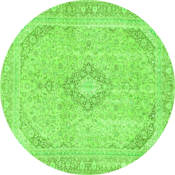 Ahgly Company Indoor Round Abstract Green Modern Area Rugs, 7' Round