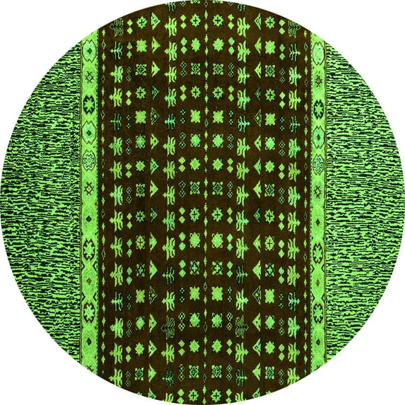 Ahgly Company Indoor Round Abstract Green Modern Area Rugs, 7' Round