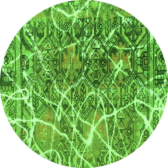 Ahgly Company Indoor Round Abstract Green Modern Area Rugs, 7' Round