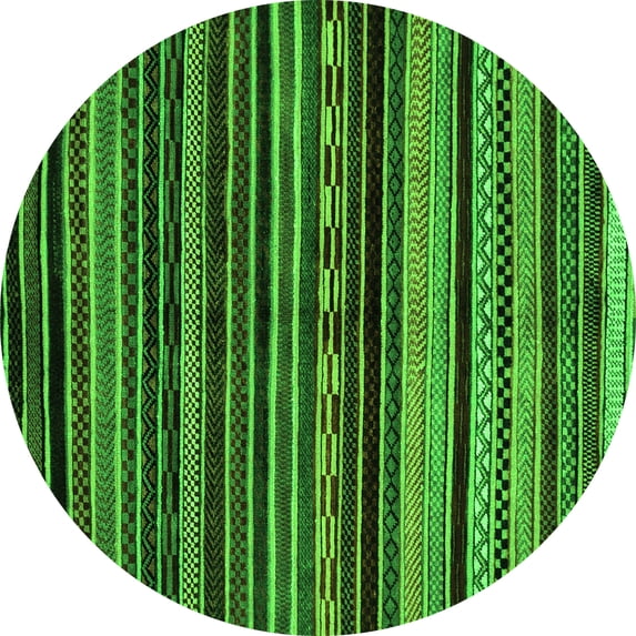 Ahgly Company Indoor Round Abstract Green Modern Area Rugs, 7' Round