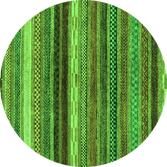 Ahgly Company Indoor Round Abstract Green Modern Area Rugs, 7' Round