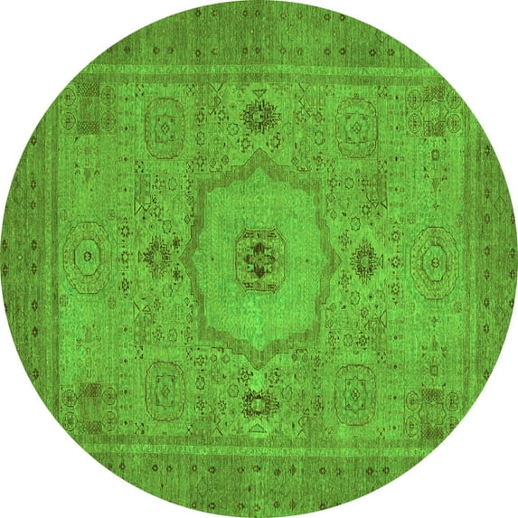 Ahgly Company Indoor Round Abstract Green Modern Area Rugs, 8' Round