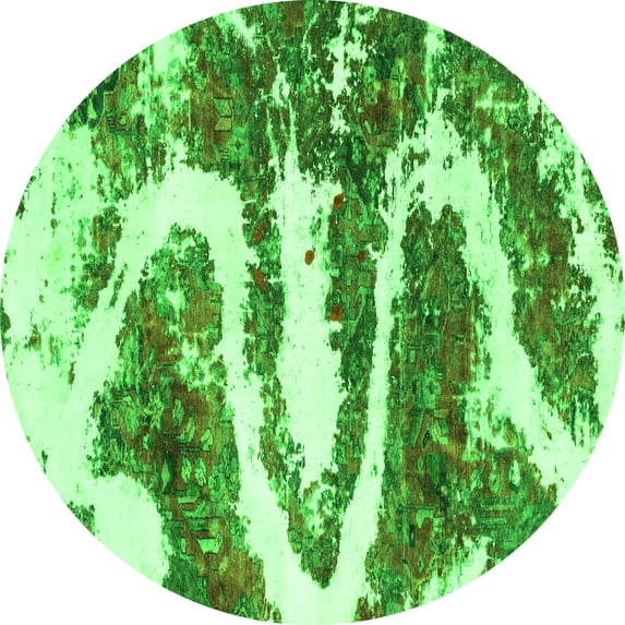 Ahgly Company Indoor Round Abstract Green Modern Area Rugs, 8' Round