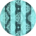 thumbnail image 1 of Ahgly Company Indoor Round Abstract Light Blue Contemporary Area Rugs, 4' Round, 1 of 4