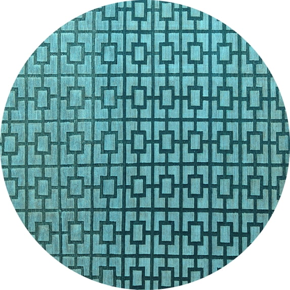 Ahgly Company Indoor Round Abstract Light Blue Modern Area Rugs, 3' Round