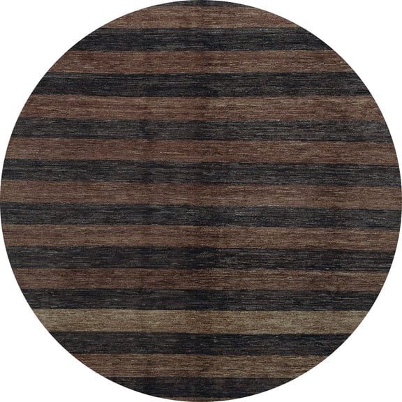 Ahgly Company Indoor Round Abstract Light Blue Modern Area Rugs, 6' Round