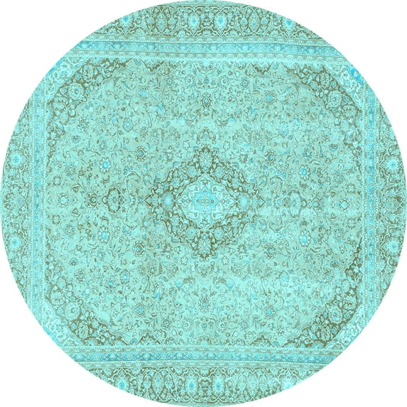 Ahgly Company Indoor Round Abstract Light Blue Modern Area Rugs, 6' Round