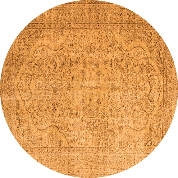 Ahgly Company Indoor Round Abstract Orange Contemporary Area Rugs, 3' Round