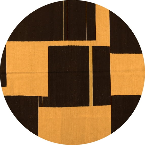 Ahgly Company Indoor Round Abstract Orange Contemporary Area Rugs, 3' Round