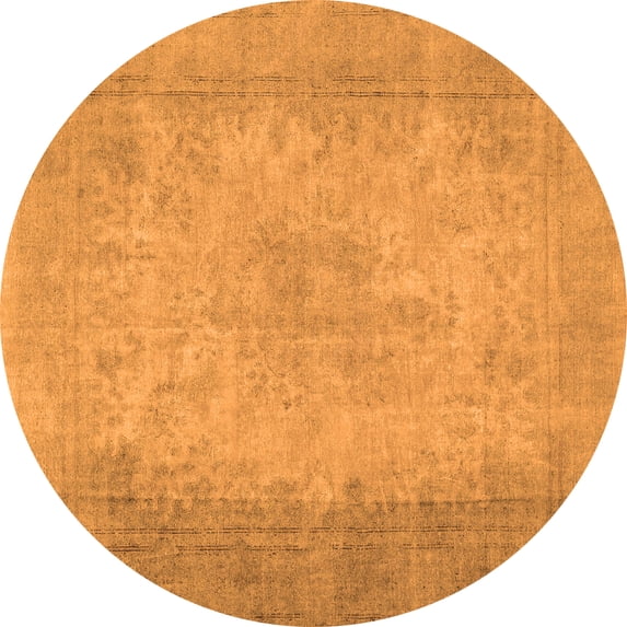 Ahgly Company Indoor Round Abstract Orange Contemporary Area Rugs, 5' Round