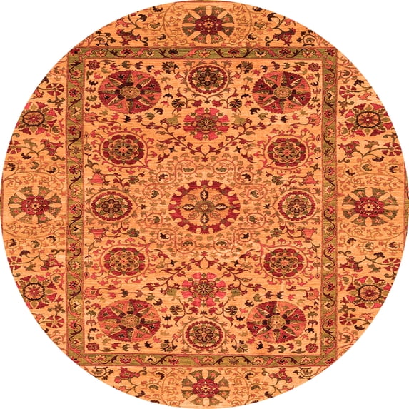Ahgly Company Indoor Round Abstract Orange Modern Area Rugs, 3' Round