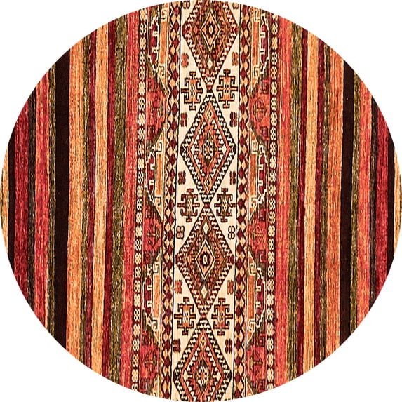 Ahgly Company Indoor Round Abstract Orange Modern Area Rugs, 3' Round