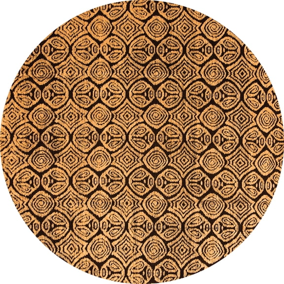 Ahgly Company Indoor Round Abstract Orange Modern Area Rugs, 3' Round
