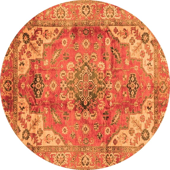 Ahgly Company Indoor Round Abstract Orange Modern Area Rugs, 4' Round