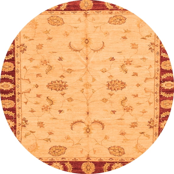 Ahgly Company Indoor Round Abstract Orange Modern Area Rugs, 4' Round