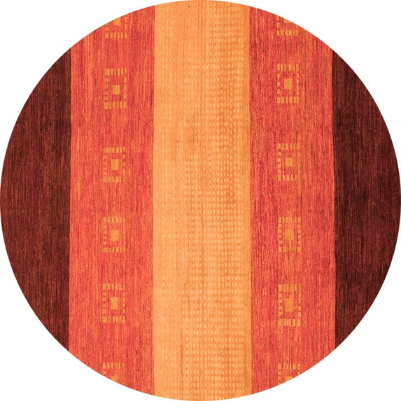 Ahgly Company Indoor Round Abstract Orange Modern Area Rugs, 5' Round