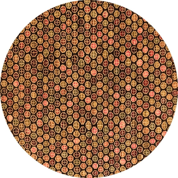 Ahgly Company Indoor Round Abstract Orange Modern Area Rugs, 5' Round