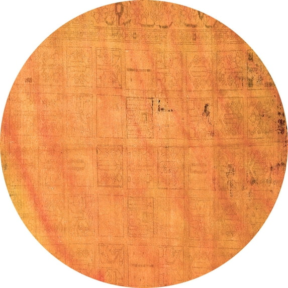 Ahgly Company Indoor Round Abstract Orange Modern Area Rugs, 6' Round