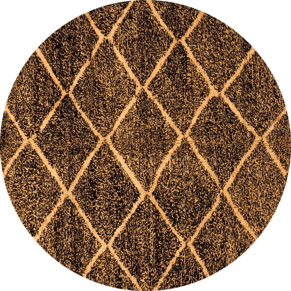 Ahgly Company Indoor Round Abstract Orange Modern Area Rugs, 7' Round