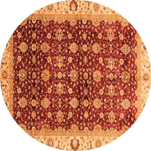 Ahgly Company Indoor Round Abstract Orange Modern Area Rugs, 8' Round