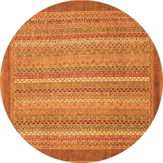 Ahgly Company Indoor Round Abstract Orange Modern Area Rugs, 8' Round