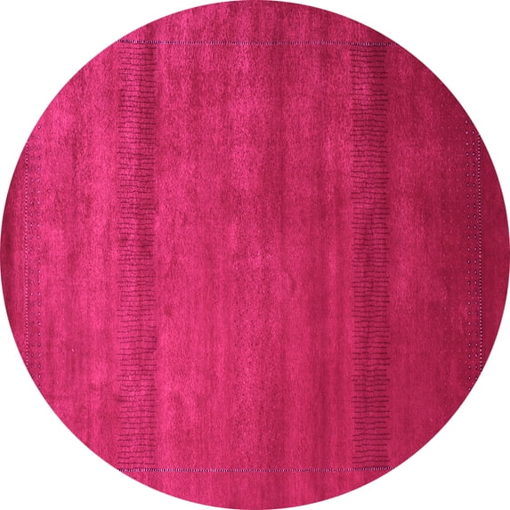 Ahgly Company Indoor Round Abstract Pink Contemporary Area Rugs, 3' Round