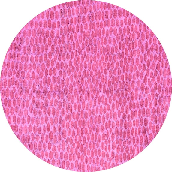 Ahgly Company Indoor Round Abstract Pink Modern Area Rugs, 3' Round
