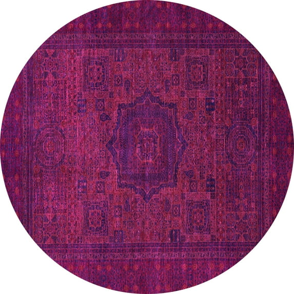 Ahgly Company Indoor Round Abstract Pink Modern Area Rugs, 3' Round