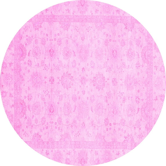 Ahgly Company Indoor Round Abstract Pink Modern Area Rugs, 3' Round