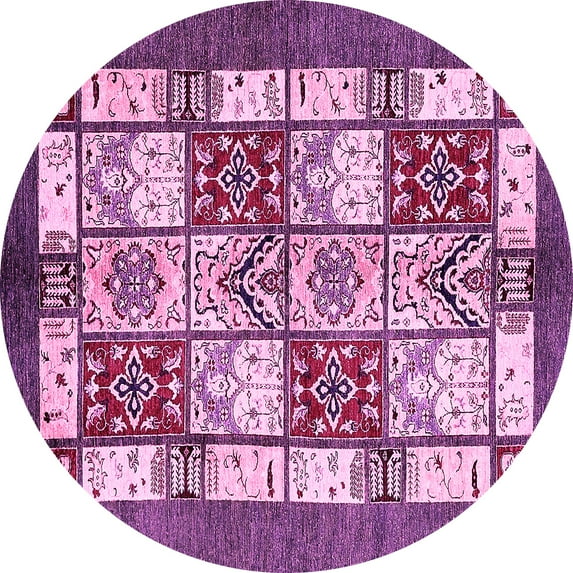 Ahgly Company Indoor Round Abstract Pink Modern Area Rugs, 4' Round