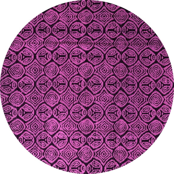Ahgly Company Indoor Round Abstract Pink Modern Area Rugs, 4' Round