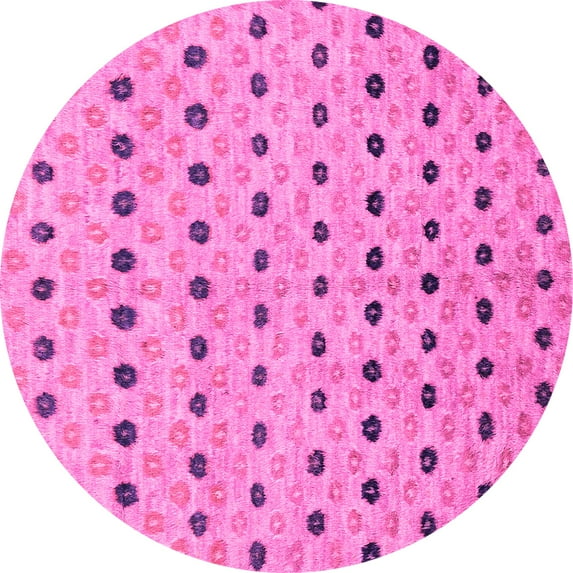 Ahgly Company Indoor Round Abstract Pink Modern Area Rugs, 5' Round