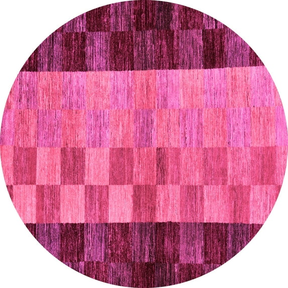 Ahgly Company Indoor Round Abstract Pink Modern Area Rugs, 6' Round