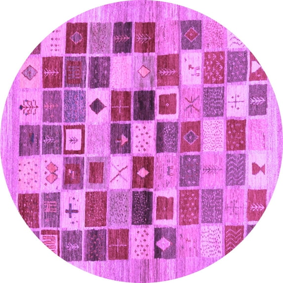 Ahgly Company Indoor Round Abstract Purple Contemporary Area Rugs, 8' Round