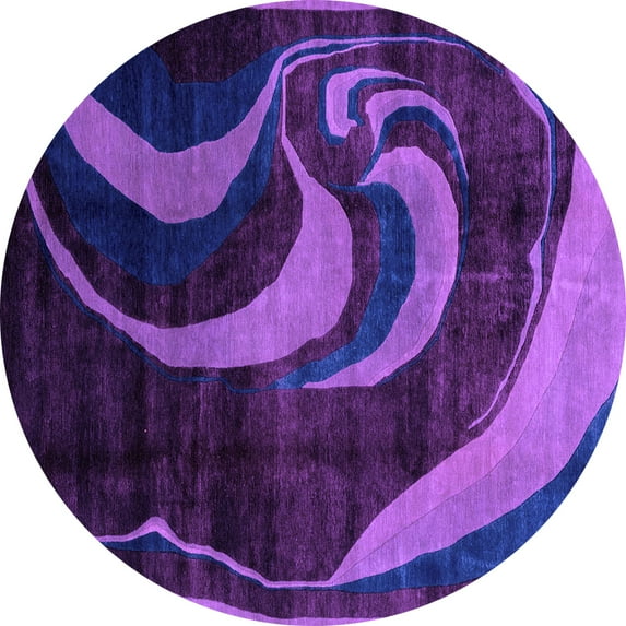 Ahgly Company Indoor Round Abstract Purple Modern Area Rugs, 4' Round
