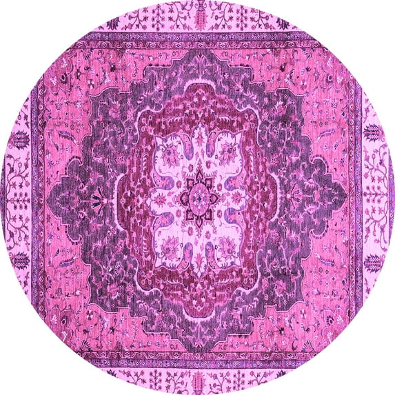Ahgly Company Indoor Round Abstract Purple Modern Area Rugs, 4' Round