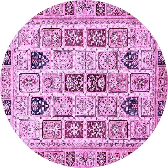 Ahgly Company Indoor Round Abstract Purple Modern Area Rugs, 6' Round