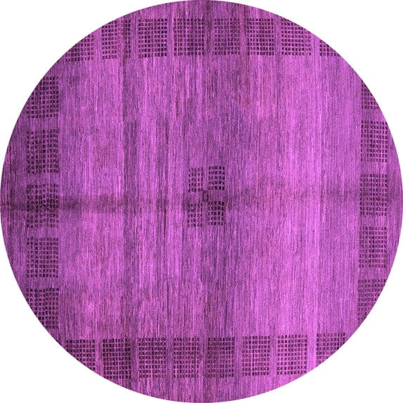 Ahgly Company Indoor Round Abstract Purple Modern Area Rugs, 6' Round