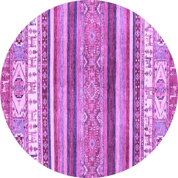 Ahgly Company Indoor Round Abstract Purple Modern Area Rugs, 7' Round