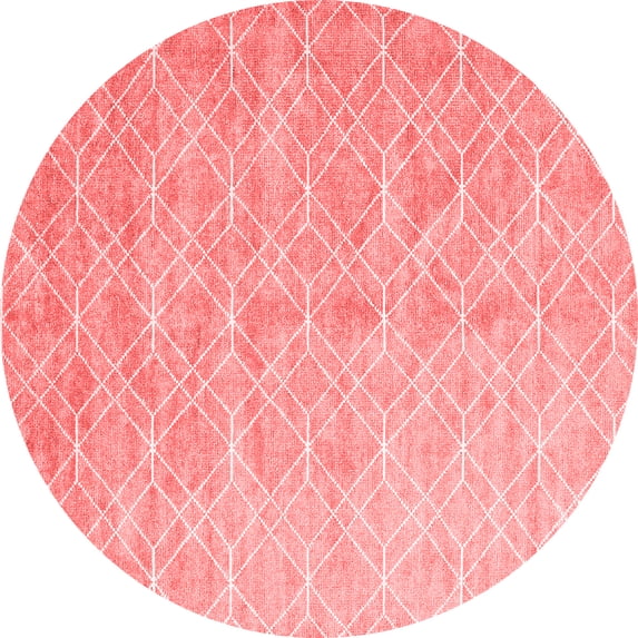 Ahgly Company Indoor Round Abstract Red Contemporary Area Rugs, 3' Round