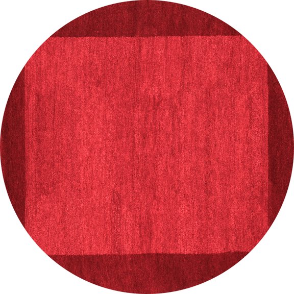 Ahgly Company Indoor Round Abstract Red Contemporary Area Rugs, 4' Round