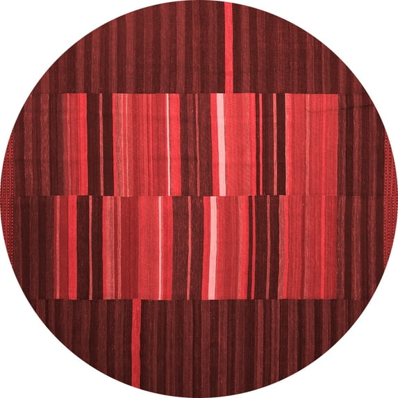 Ahgly Company Indoor Round Abstract Red Contemporary Area Rugs, 6' Round