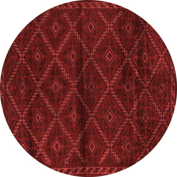 Ahgly Company Indoor Round Abstract Red Contemporary Area Rugs, 6' Round