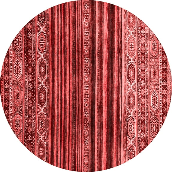 Ahgly Company Indoor Round Abstract Red Contemporary Area Rugs, 7' Round
