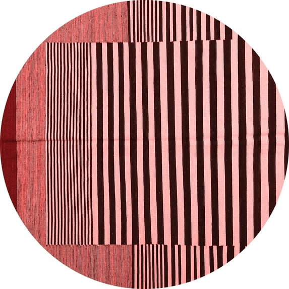 Ahgly Company Indoor Round Abstract Red Contemporary Area Rugs, 8' Round