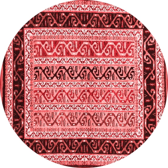 Ahgly Company Indoor Round Abstract Red Contemporary Area Rugs, 8' Round